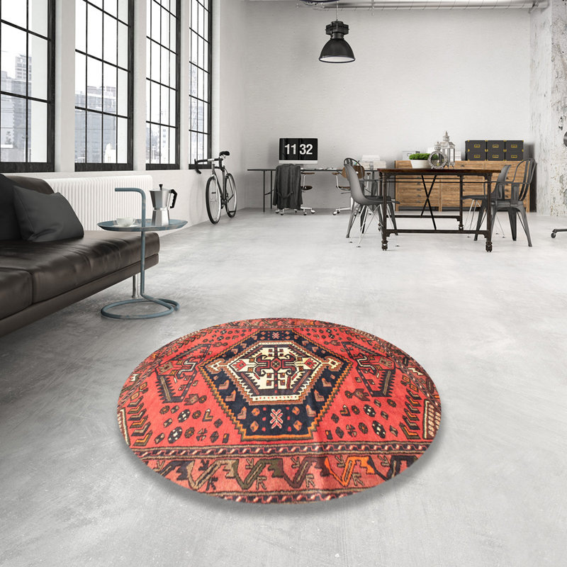 Tapis traditionnel rouge / noir Menchen, Rond 4 pi