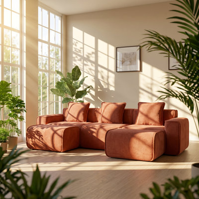 Canapé modulaire en U en velours à 3 places l 108,66 po x P 59,84 po x H 31,1 po Urban Ins