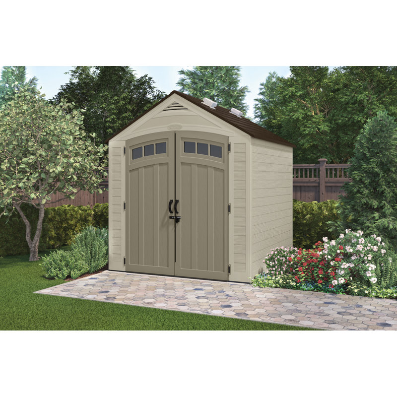 Beige 7x7 ft Resin Storage Shed with Windows
