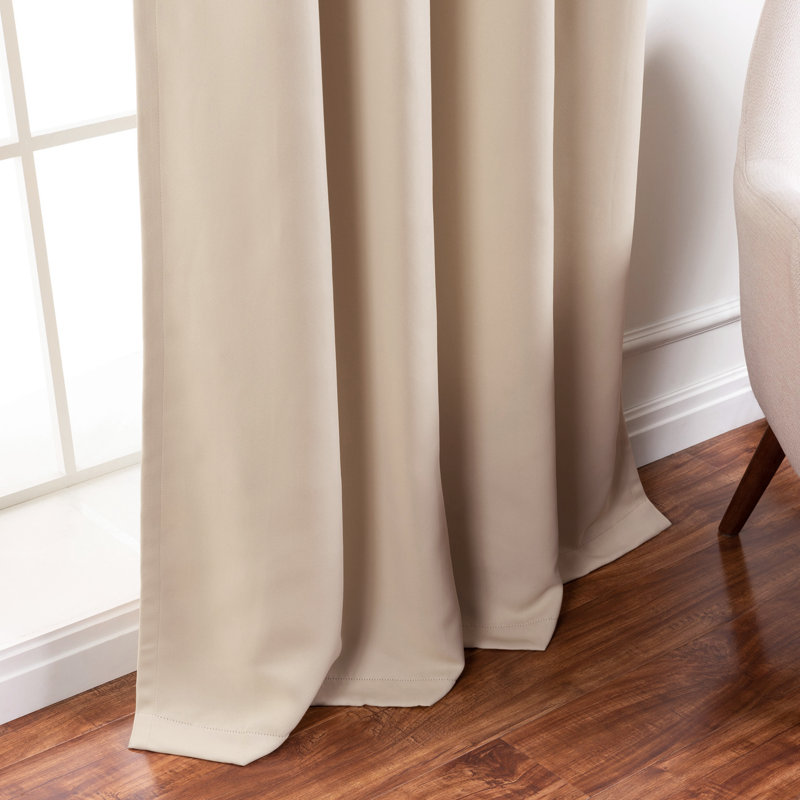 Adina Sevan Solid Thermal Grommet Curtain Panels, Beige, 52"W x 90"L
