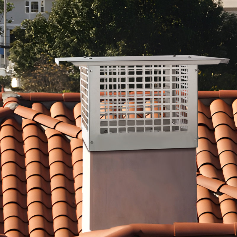 Stainless Steel Square Chimney Cap with Mesh Cover, 12" x 12"