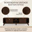 Meuble télé 67,9 po noyer en rotin de style Mid-Century avec pieds en bois massif, pour téléviseur de 75 po ou moins-129861771