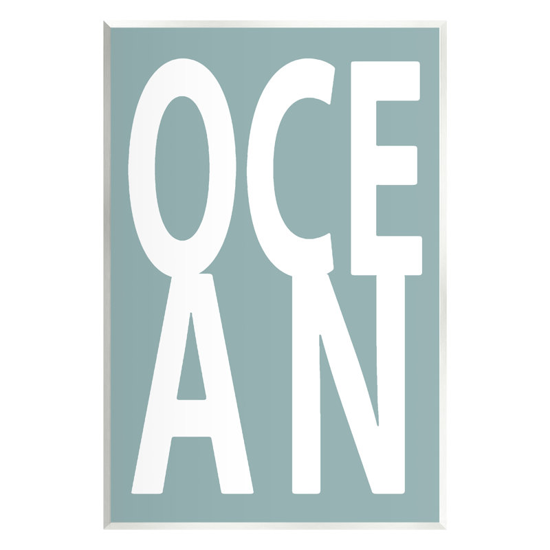 "Ocean Beach", art textuel sur toile flottant par Jamie Macdowell, H 19 po x l 13 po x P 0,5 po, Bois