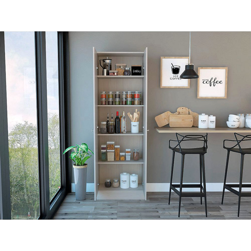 Rectangle 2-Door Storage Tall Cabinet Wengue, Washed Oak