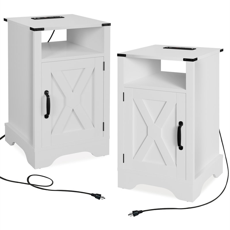 Ensemble de 2 tables de chevet pour table de chevet moderne, Blanc