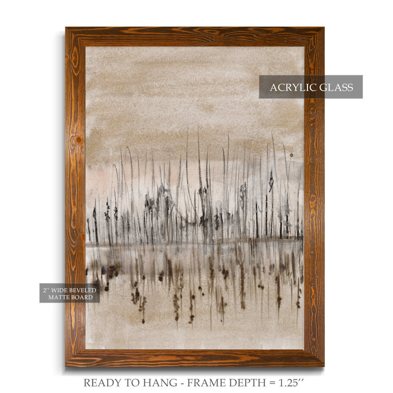 " Marshline Reflection I ", 38" H x 28" W x 1.25" D, Brown Framed Canvas, No Mat