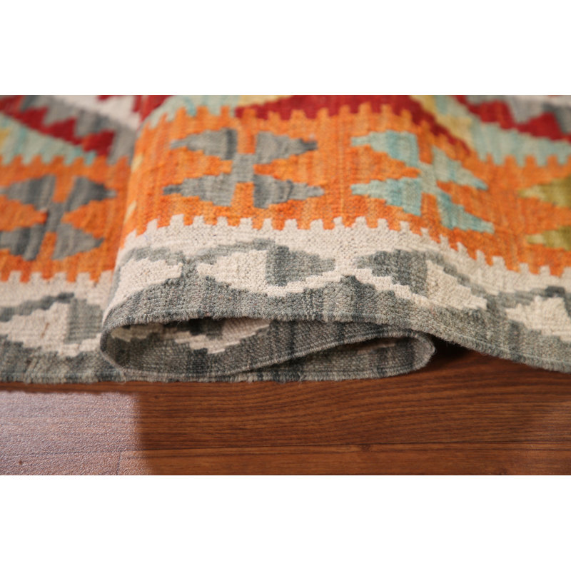 Tapis géométrique en laine Kilim