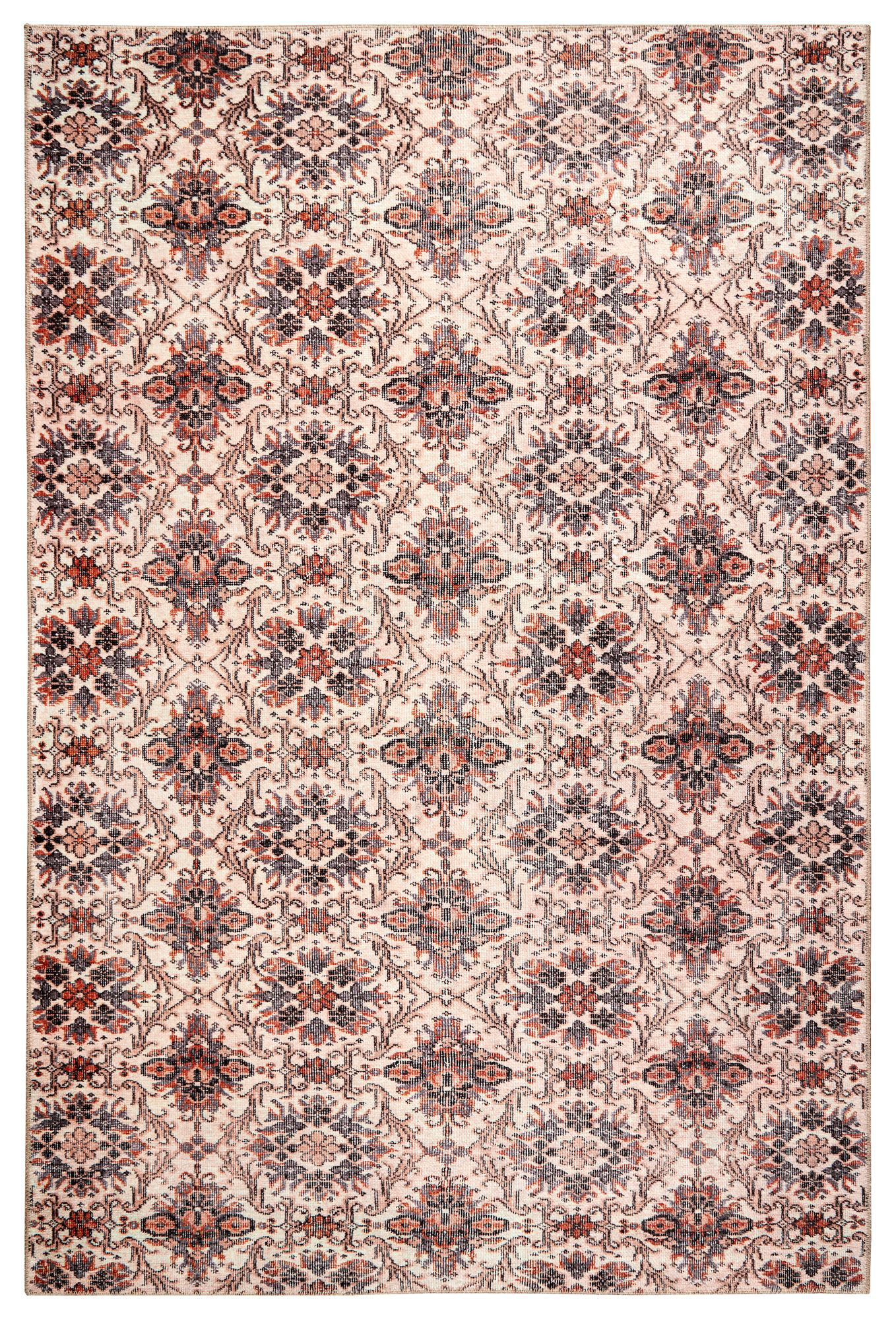 Bungalow Rose Machine Washable Boho Floral Tile Powerloomed Rug in ...