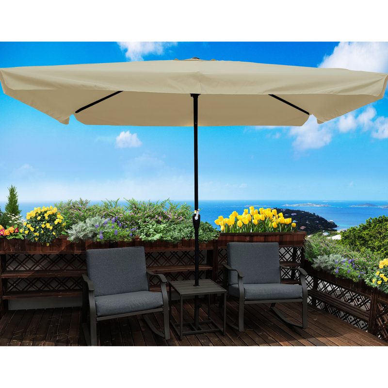 Parasol rectangulaire d'extérieur 10 pi x 6,5 pi avec cadre rouille décoloré 10 pi x 6,5 pi, Tanné
