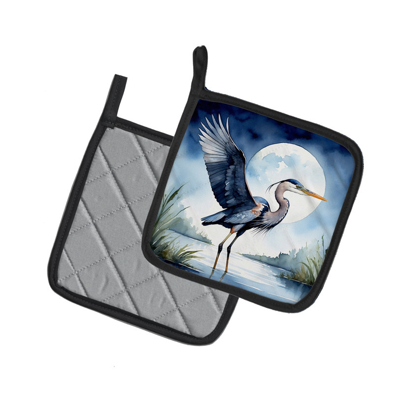 Paire de poignées Blue Heron Under the Moonlight