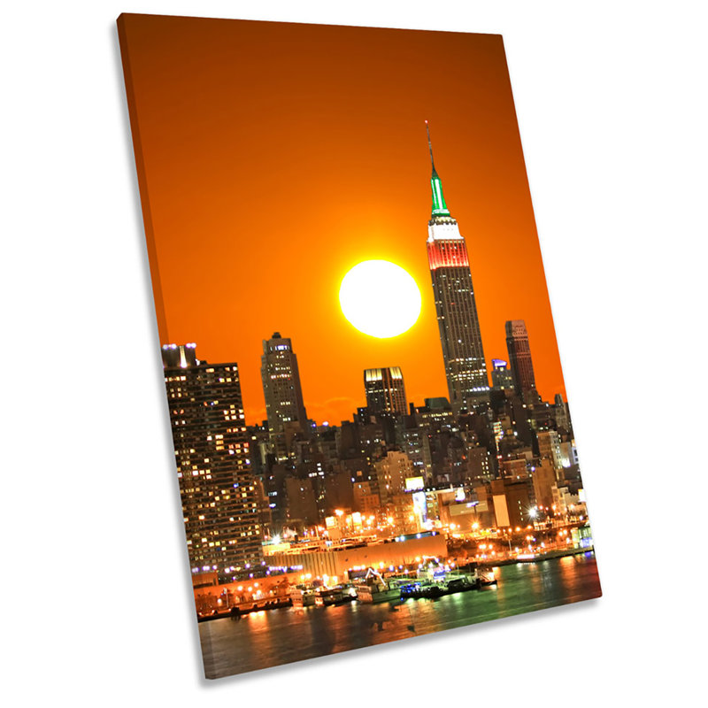 New York City Sunset Orange - Wrapped Canvas Print, 45.7cm H x 30.5cm W x 2cm D
