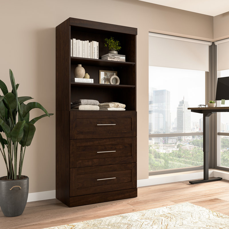 Arlex 36W Closet Organizer System with Drawers, Chocolate