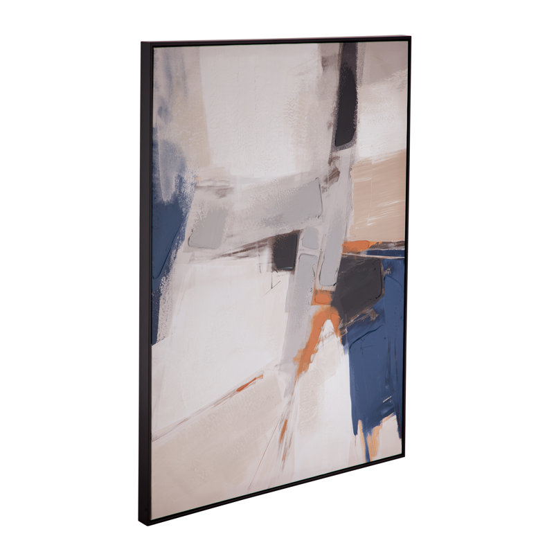 Art mural sur toile moderne abstrait Denisa II avec tons chauds et cadre noir
