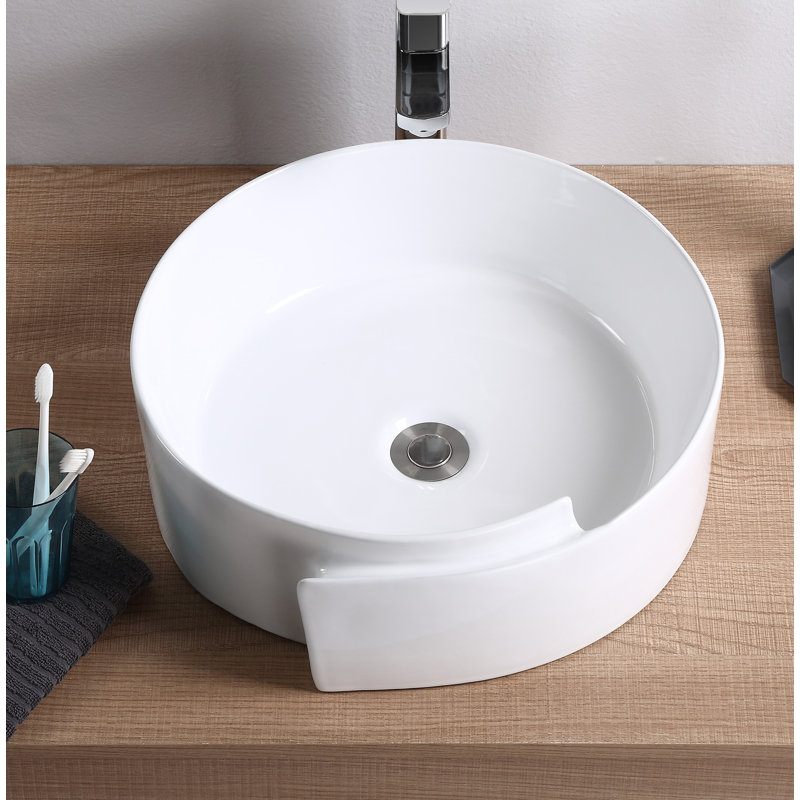 Lavabo de salle de bain à bateau circulaire en porcelaine vitreuse