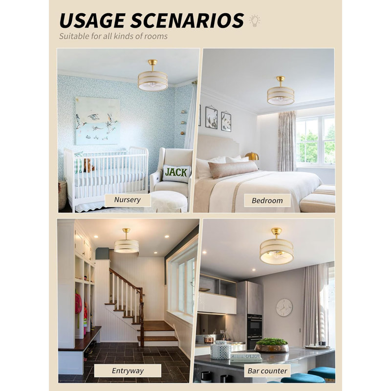 Boho Chandelier Ceiling Fan With Light And Remote Control, Mid-Century Modern Gold Fandelier With 6 Speeds, Reversible Motor And Timer For Bedroom, Living Room, Nursery