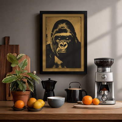 Gorilla Stare Rustic - Framed Print