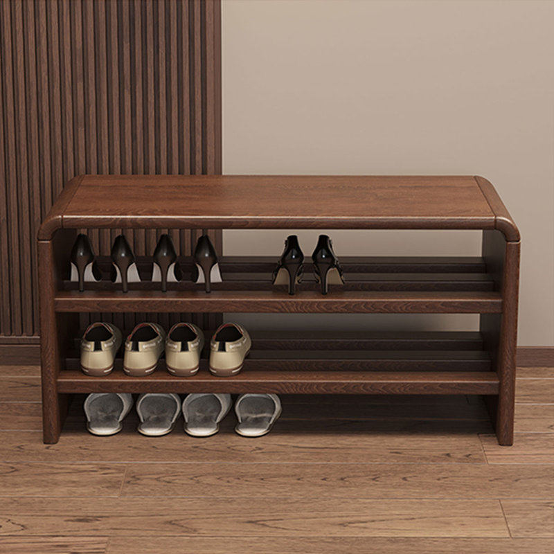 Walnut Solid Wood Bench, 15.75" H x 39.37" W x 13.78" D