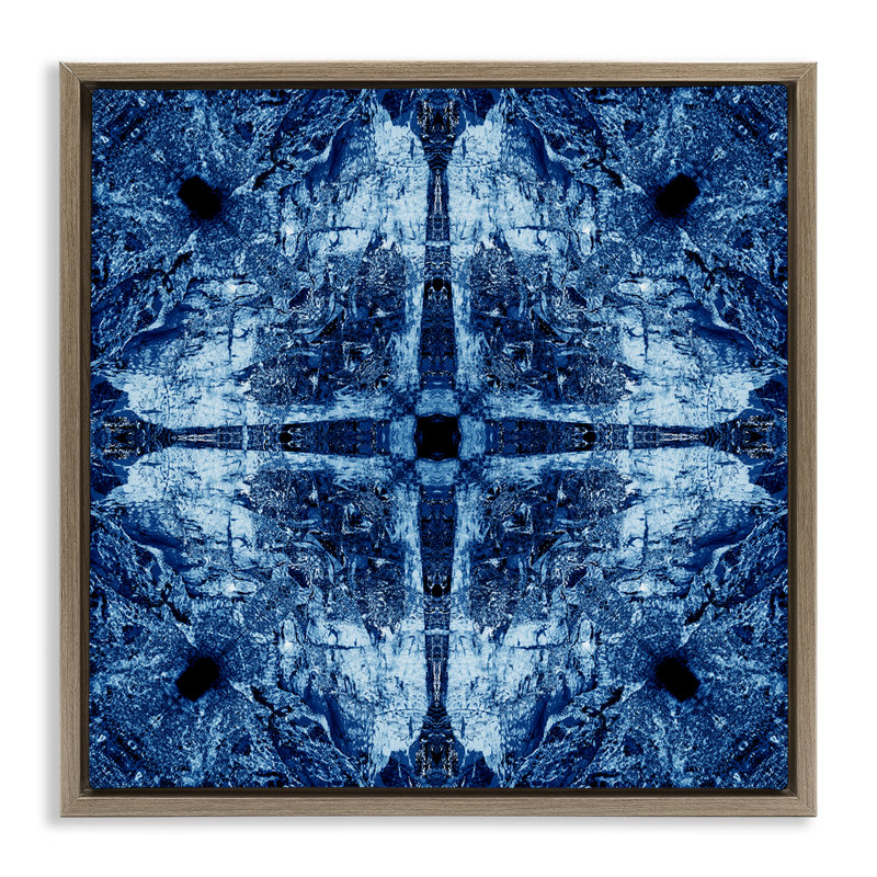 Art moderne cadre flottant à motif mosaïque moderne par El Perkin, Cadre flottant orme Montalcino, H 25 po x l 25 po