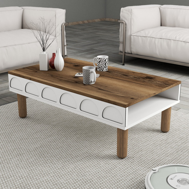Modern White Coffee Table with Additional Storage, 70.9 x 14.0 x 23.8 inches | 100% Melamine Coated Particle Board, Thickness: 0.7 inches | Stylish & Functional Design for Living Room & Entertaining Spaces