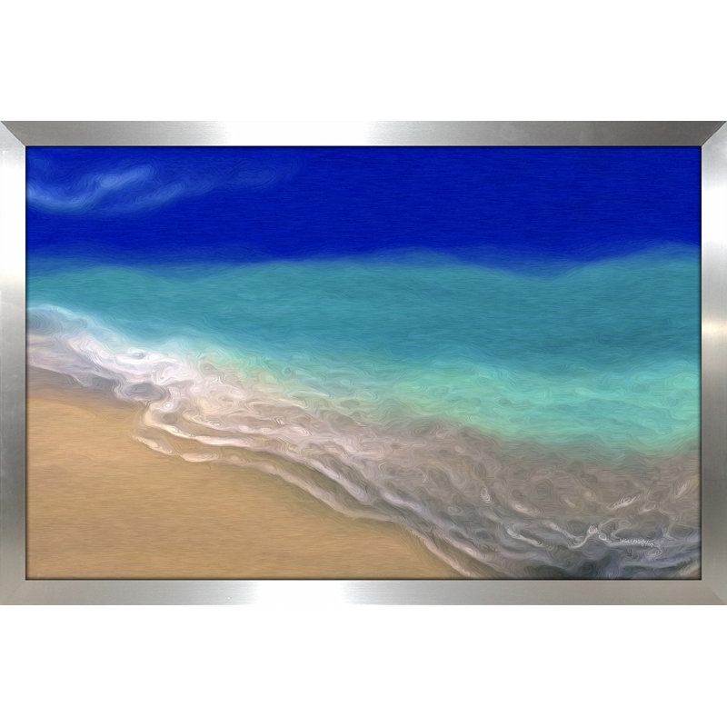 «Beach Scene», reproduction d'art, H 27,5 po x l 39,5 po x P 0,75 po, Encadrement argenté