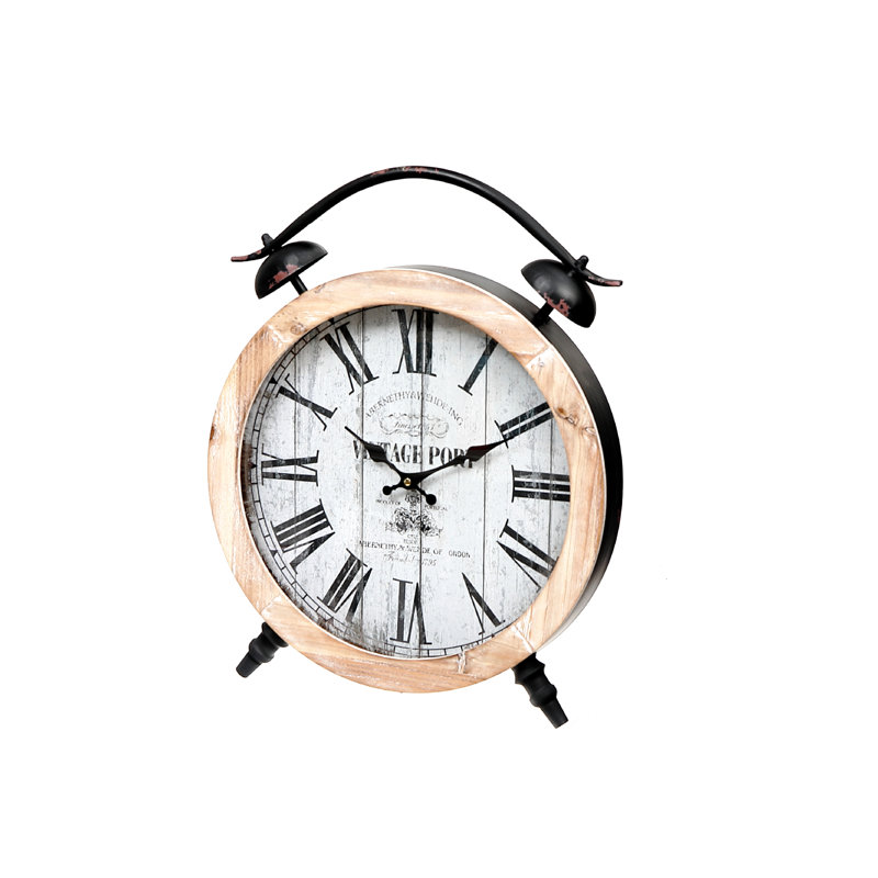Roman Numeral Quartz Movement / Crystal Tabletop Clock with Alarm in Beige