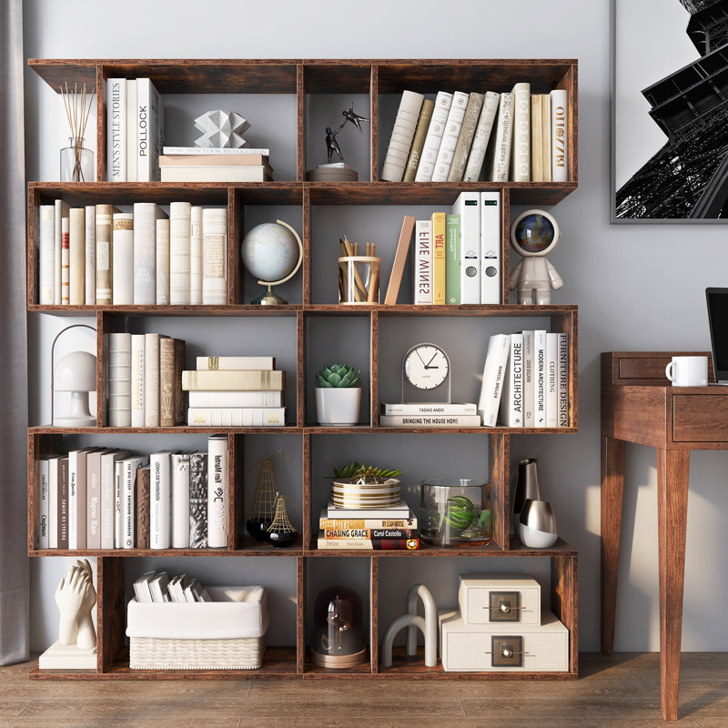 Rufio Geometric Bookcase, Brown