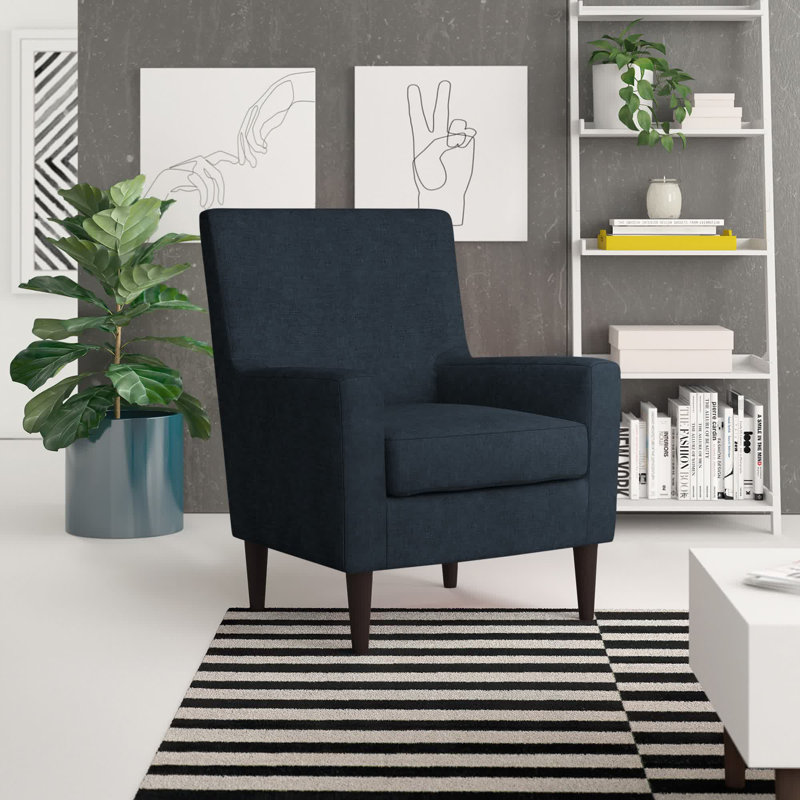 Donham Upholstered Accent Chair, Klein Midnight Basketweave