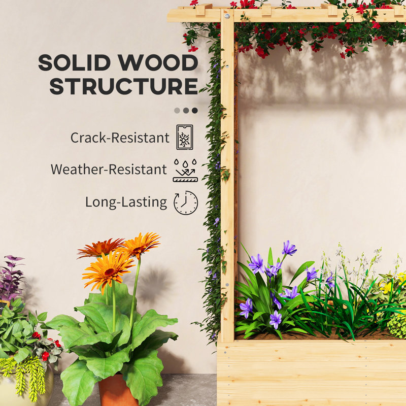 Wood Raised Garden Bed, 113cm H x 110cm W x 44cm D