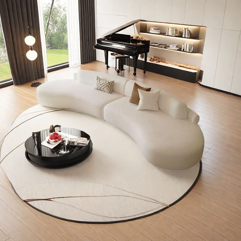 Canapé de style crème semi-circulaire à arc, H 27,56 po x l 149,61 po x P 35,43 po, 6