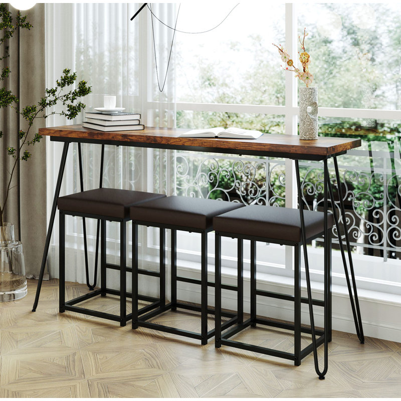 Ensemble de table de salle à manger 4 pièces avec tabourets mm gris - 56,4