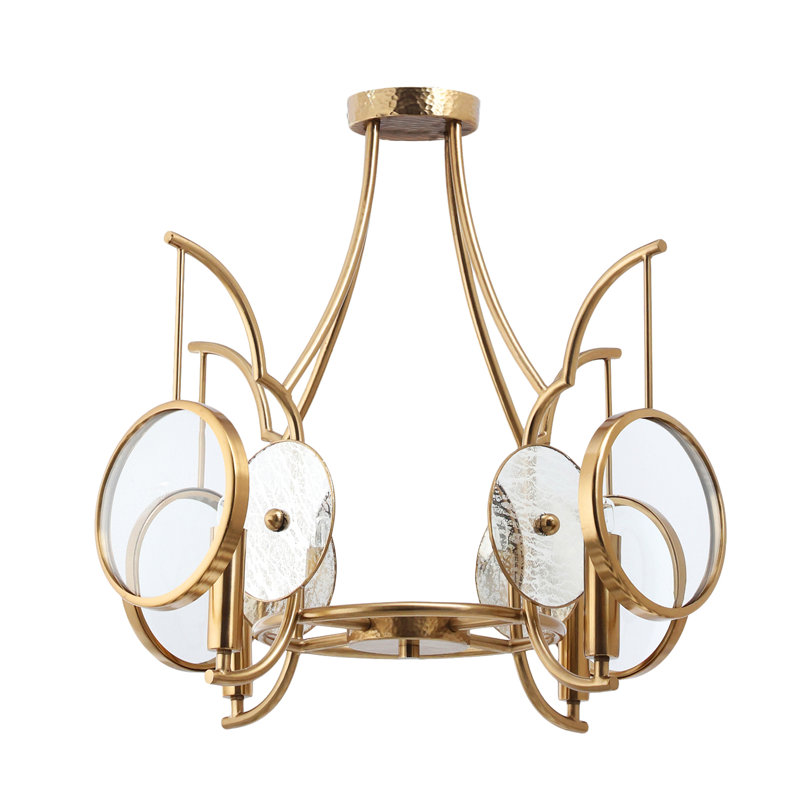 Rosdorf Park Lusetta - 4 Light Semi Flush To Pendant In Artisan Brass Finish