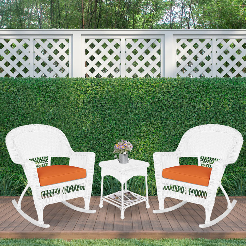Starner 2 - Person Patio Conversation Set with Cushions, White, Orange