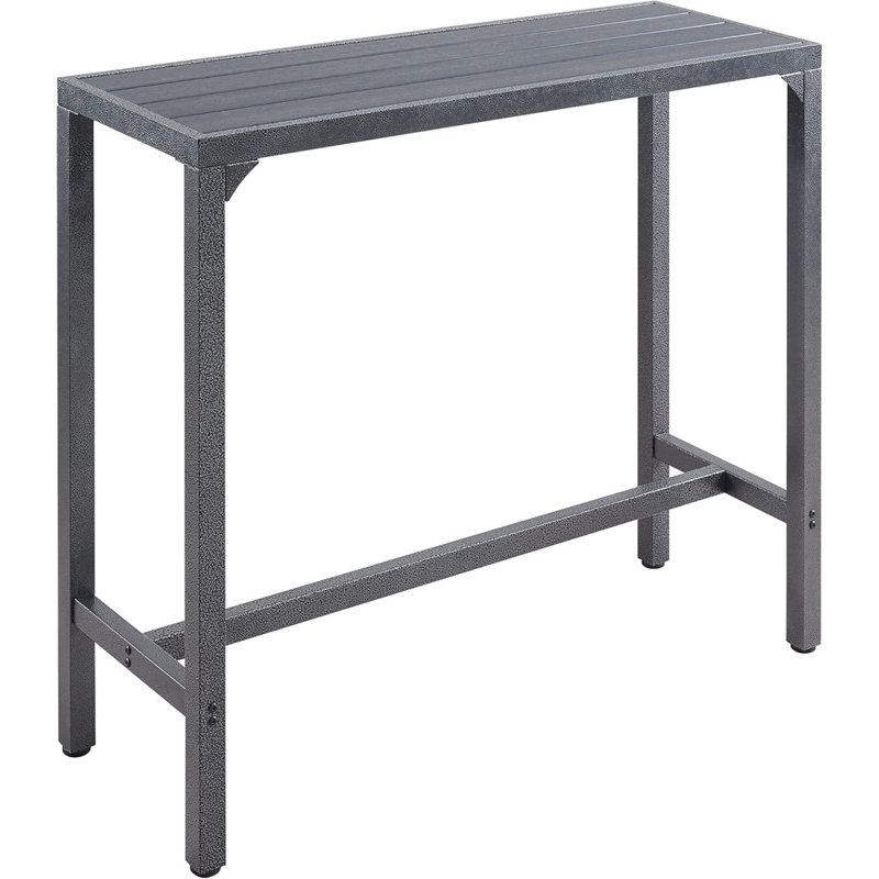 Outdoor Bar Table Patio High Pub Table 55”L Counter Height Table With Waterproof Top And Sturdy Metal Frame For Hot Tub/Poolside/Garden/Balcony/Hallway/Bistro, Rectangle, Black