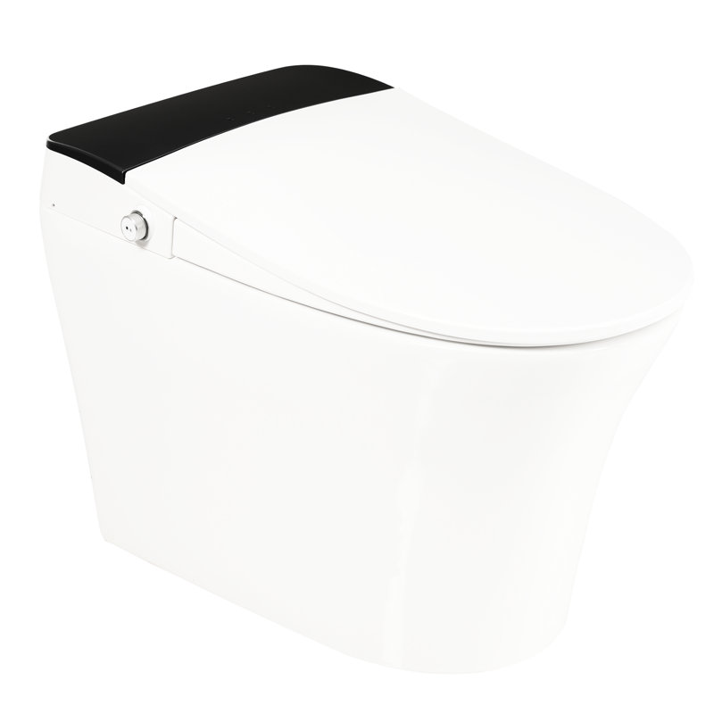 Smart Toilet With Heated Seat, One Automatic Flush, Without Bidet, Foot Blue Night , Knob Managed, Power Outage Flush Attribute, Soft Close Cover, White Bathroom Commodity Ceramic Article