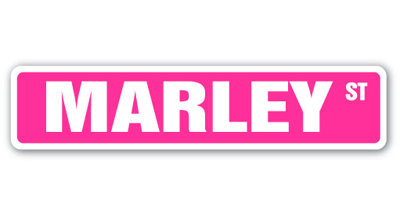 Marley Street Sign Heavy Duty Plastic 4" X 18"