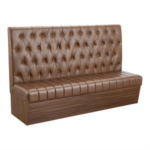 Single Booth with Melamine Frame, Button Tufted Vinyl Back, and Channel Tufted Seat 