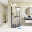 34.75 In. X 72 In Frameless Neo-Angle Pivot Shower Door In Matte Black-118661369