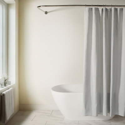 Linen-Look Textured Woven Shower Curtain