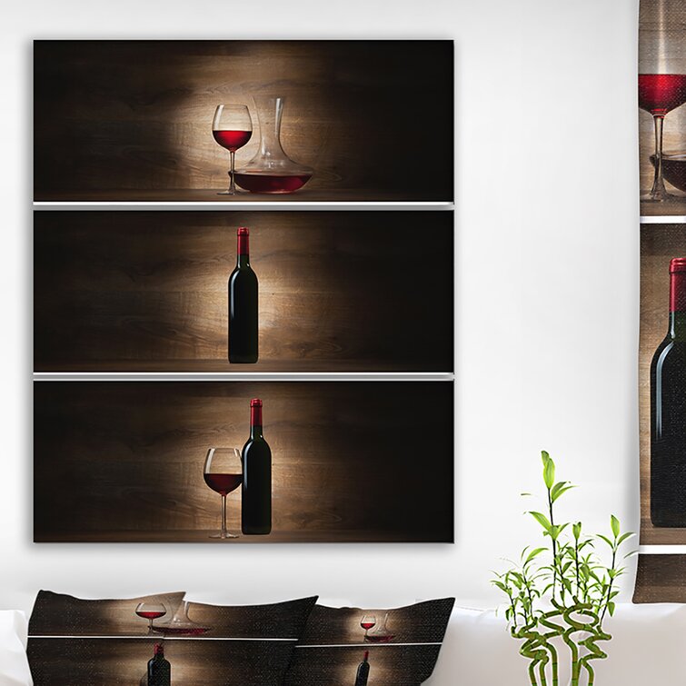 Abstract Wall Art Red Wine Splash Pictures Wine Bottle Paintings Panels Peinted on Canvas for Kitchen Rustic House Decor Giclee Modern Artwork Frame - 2