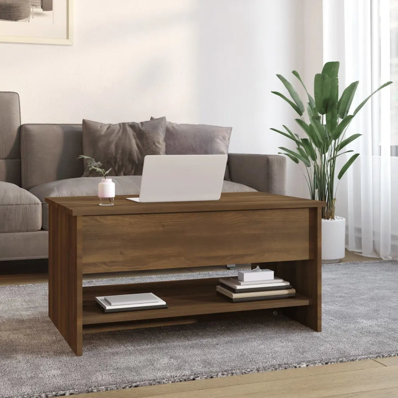 Huy Lift Top Sled Coffee Table with Storage, Brown Oak