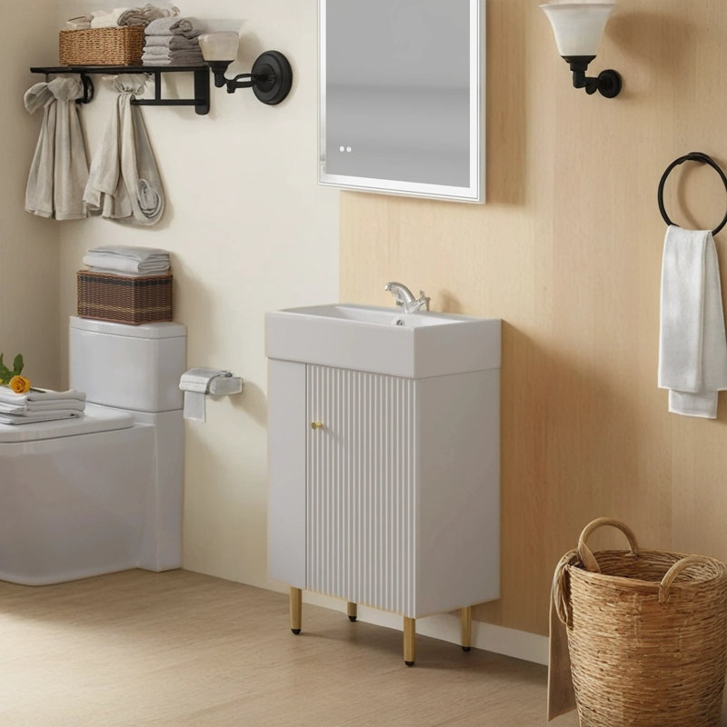 Anssi 21.62 " W Freestanding Standard Free Standing 1 Single Vanity Bathroom Vanity With Ceramic Top
