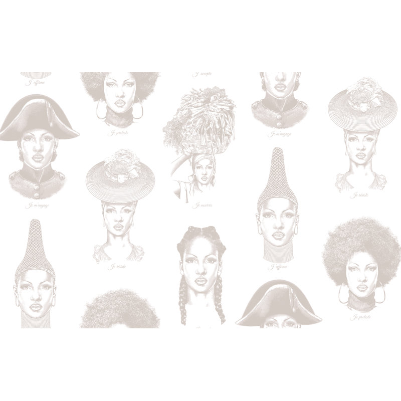 Papier peint à motif de femmes haitiennes d'Haïti, Beige