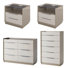 4 Piece High Gloss Dresser And Nightstand Bedroom Set, Gray