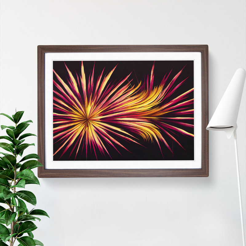 Wondrous Fireworks - Single Picture Frame Painting, 25cm H x 34cm W x 2cm D, Walnut