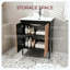 Meuble-lavabo sur pied ou mural avec lavabo et bonde escamotable, pieds réglables en hauteur, portes à fermeture douce et tablette réglable, noyer et noir