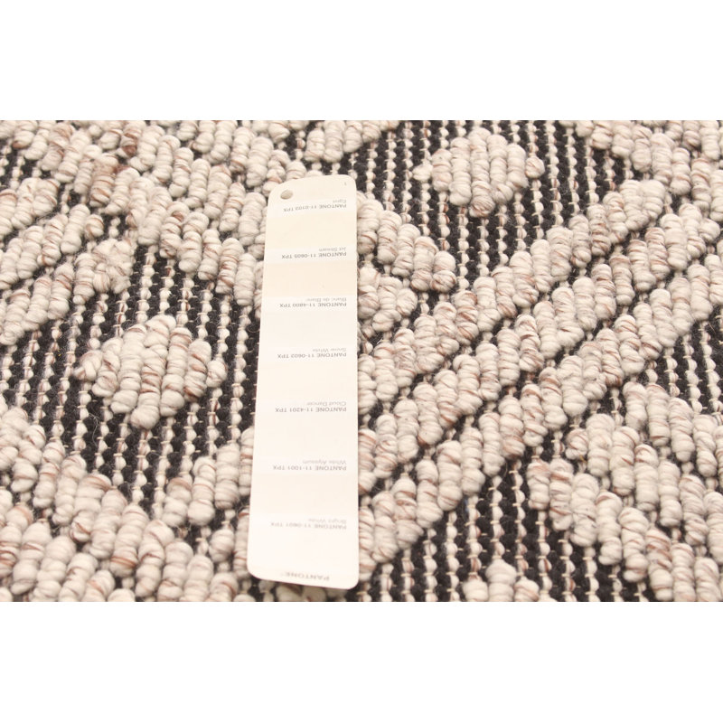 Tapis ivoire / gris en laine tressé à la main Baughman