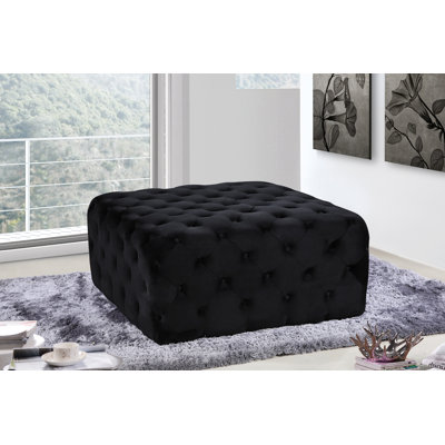 Newbold 33" Wide Velvet Tufted Square Standard Ottoman by House of Hampton