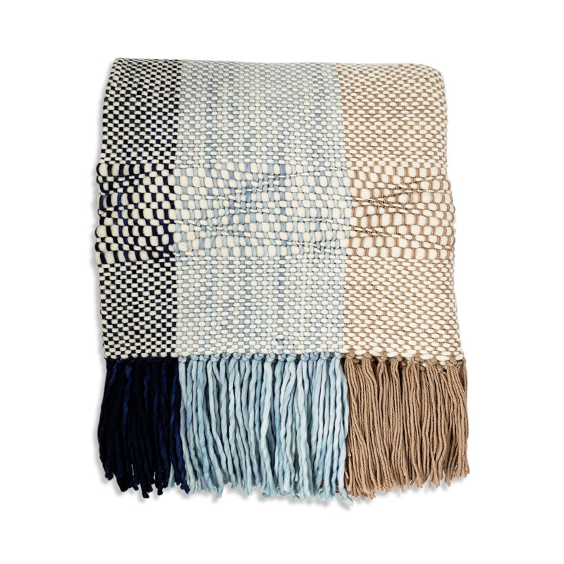 Ushuaia Hand Woven Throw Blanket, Navy