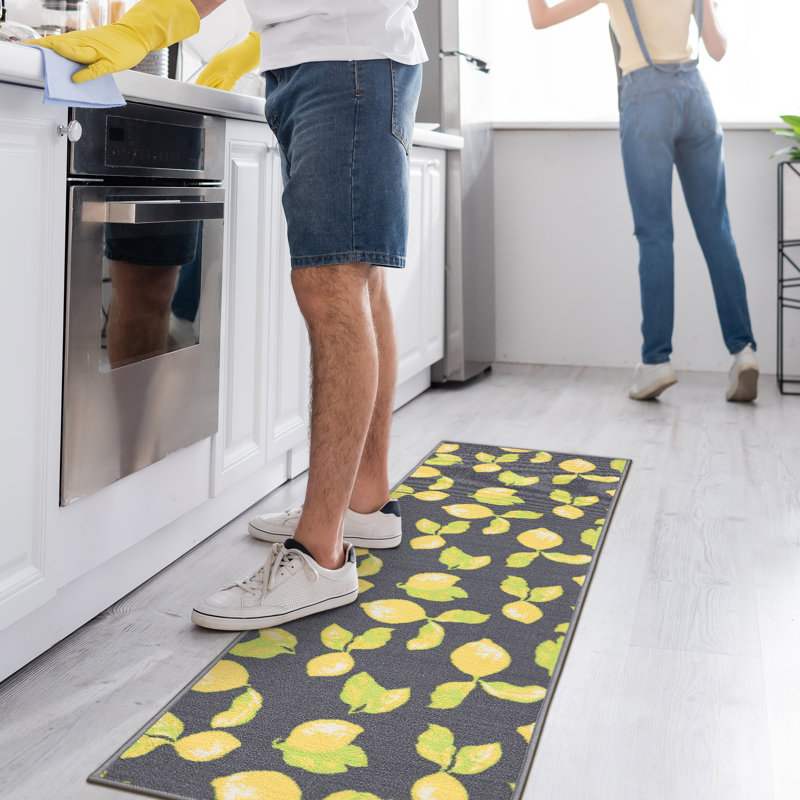 Lemon Kitchen and Bathroom Mat, Gray