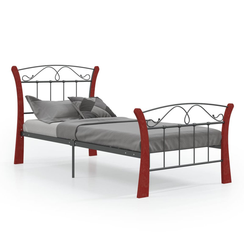 Bratenahl Bed, European Single (90 x 200cm), black and dark wood